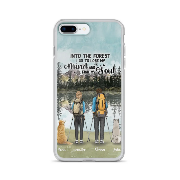 Custom Personalized Hiking Couple With Dogs Phone Case - Couple With Upto 2 Pets - Case For iPhone and Samsung - Q67GXN