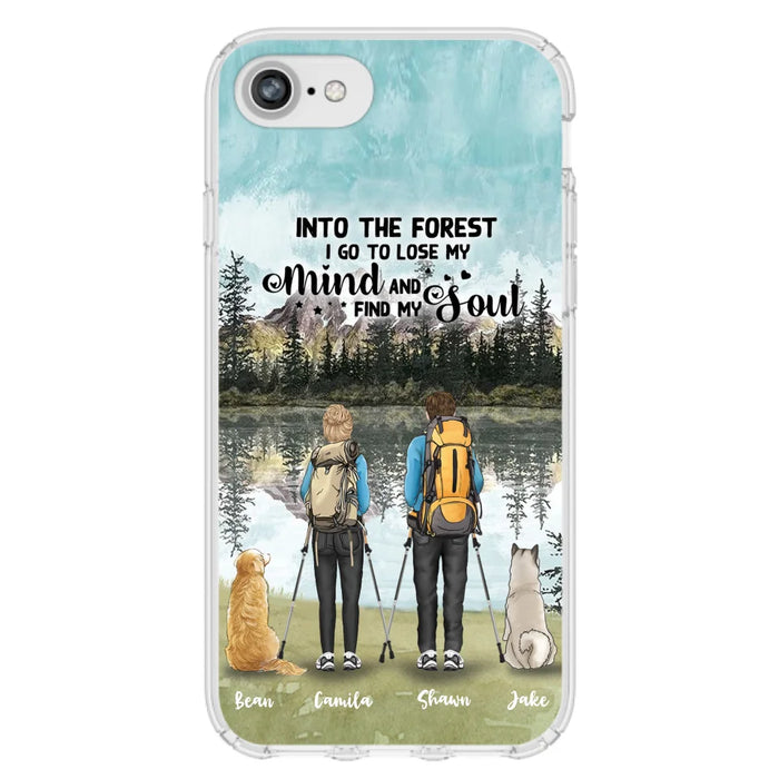 Custom Personalized Hiking Couple With Dogs Phone Case - Couple With Upto 2 Pets - Case For iPhone and Samsung - Q67GXN