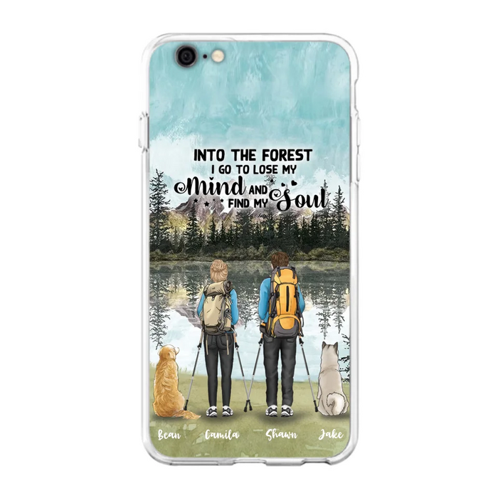 Custom Personalized Hiking Couple With Dogs Phone Case - Couple With Upto 2 Pets - Case For iPhone and Samsung - Q67GXN