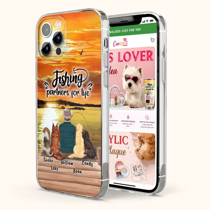 Custom Personalized Fishing Man Phone Case - Upto 4 Dogs - Phone Case For iPhone and Samsung - 4TC88X