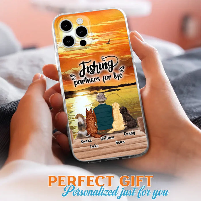 Custom Personalized Fishing Man Phone Case - Upto 4 Dogs - Phone Case For iPhone and Samsung - 4TC88X