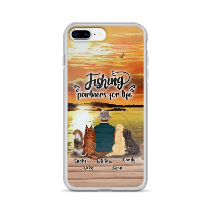 Custom Personalized Fishing Man Phone Case - Upto 4 Dogs - Phone Case For iPhone and Samsung - 4TC88X