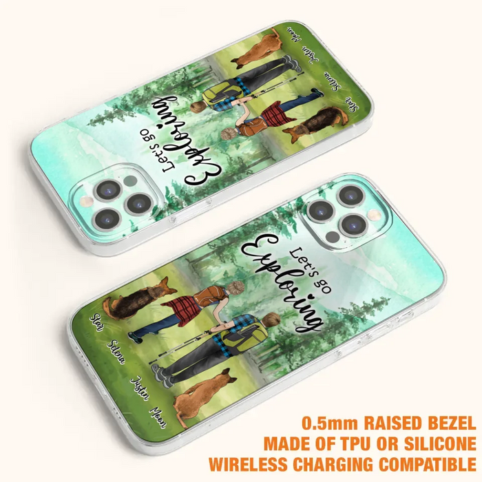 Custom Personalized Trekking Woods Couple With Dogs Phone Case - Couple With Upto 2 Pets - Case For iPhone and Samsung - 6CIAJ9