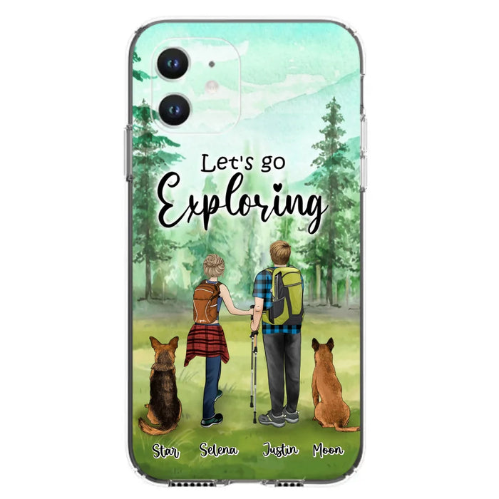 Custom Personalized Trekking Woods Couple With Dogs Phone Case - Couple With Upto 2 Pets - Case For iPhone and Samsung - 6CIAJ9