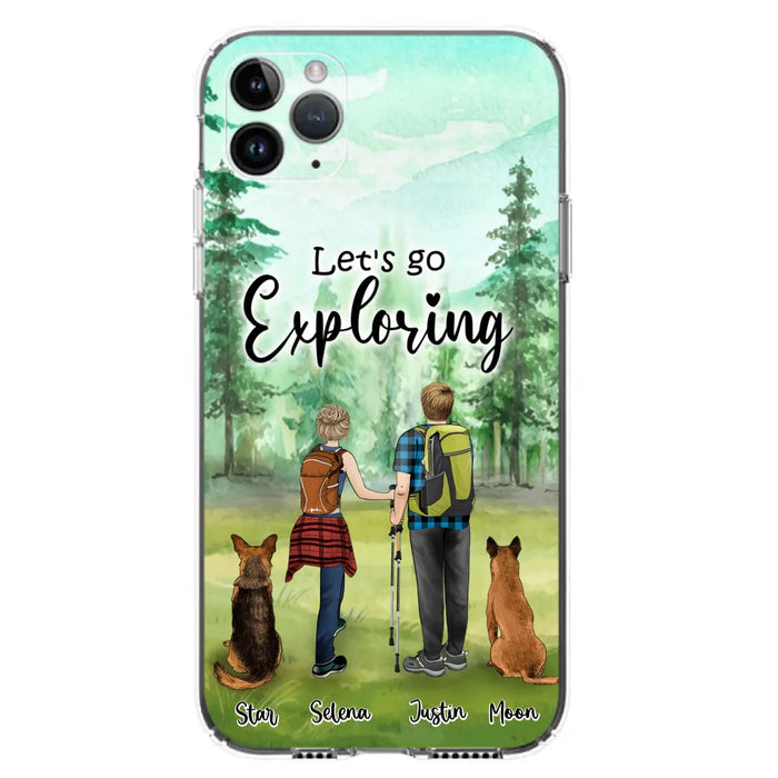 Custom Personalized Trekking Woods Couple With Dogs Phone Case - Couple With Upto 2 Pets - Case For iPhone and Samsung - 6CIAJ9