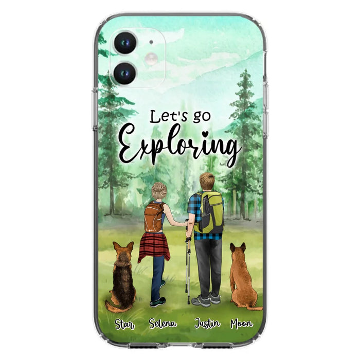 Custom Personalized Trekking Woods Couple With Dogs Phone Case - Couple With Upto 2 Pets - Case For iPhone and Samsung - 6CIAJ9