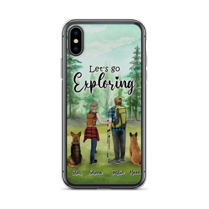 Custom Personalized Trekking Woods Couple With Dogs Phone Case - Couple With Upto 2 Pets - Case For iPhone and Samsung - 6CIAJ9