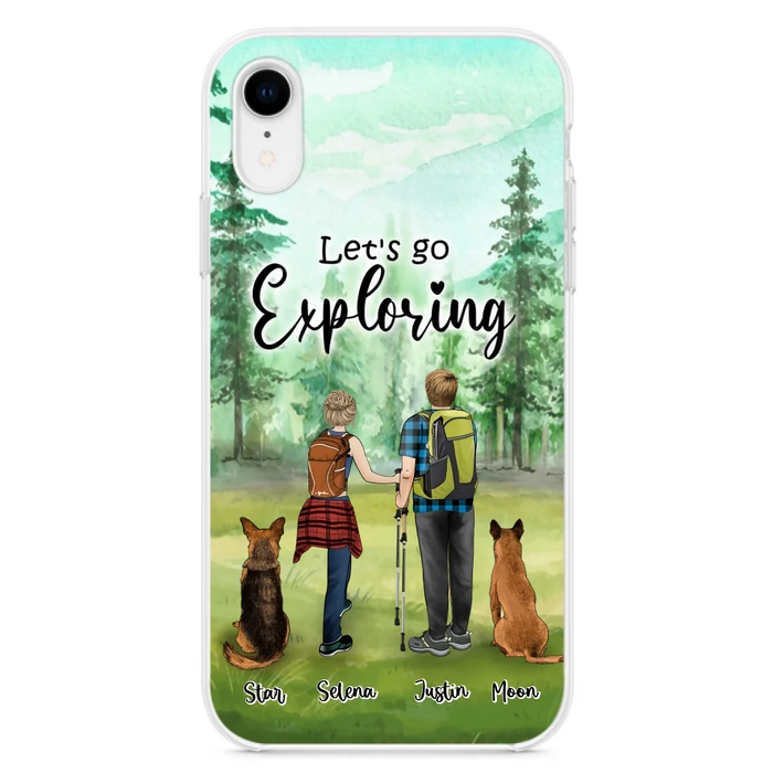 Custom Personalized Trekking Woods Couple With Dogs Phone Case - Couple With Upto 2 Pets - Case For iPhone and Samsung - 6CIAJ9