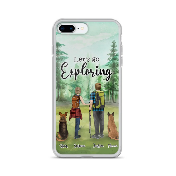 Custom Personalized Trekking Woods Couple With Dogs Phone Case - Couple With Upto 2 Pets - Case For iPhone and Samsung - 6CIAJ9