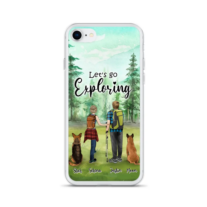 Custom Personalized Trekking Woods Couple With Dogs Phone Case - Couple With Upto 2 Pets - Case For iPhone and Samsung - 6CIAJ9