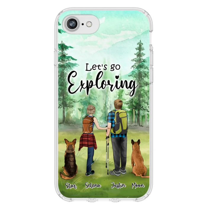 Custom Personalized Trekking Woods Couple With Dogs Phone Case - Couple With Upto 2 Pets - Case For iPhone and Samsung - 6CIAJ9