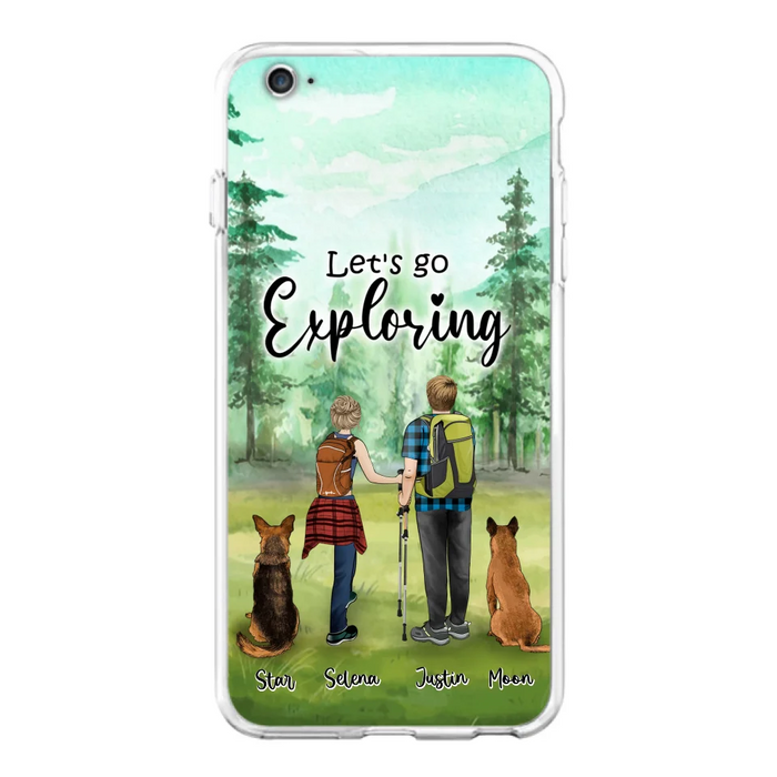 Custom Personalized Trekking Woods Couple With Dogs Phone Case - Couple With Upto 2 Pets - Case For iPhone and Samsung - 6CIAJ9