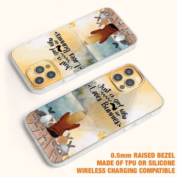 Custom Personalized Rabbit Mom Phone Case - Gifts For Rabbit Lovers With Upto 5 Rabbits - Just A Gril Who Loves Bunnies