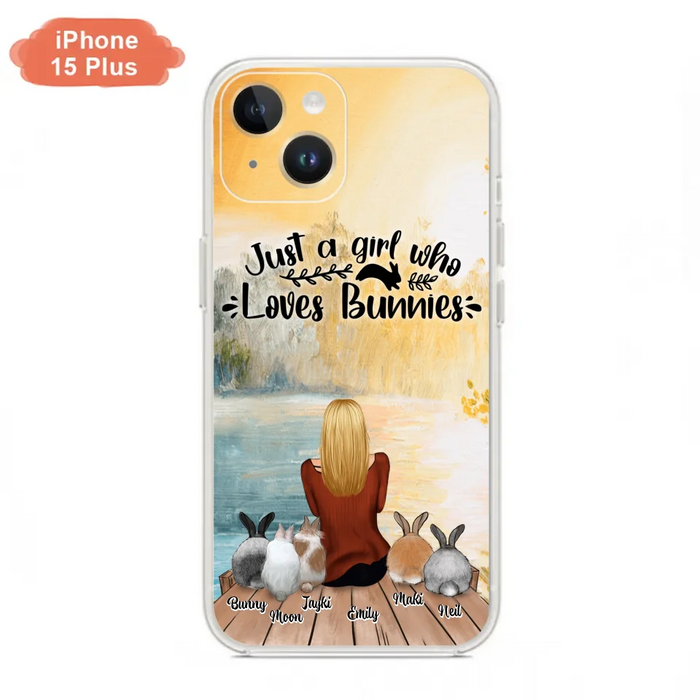 Custom Personalized Rabbit Mom Phone Case - Gifts For Rabbit Lovers With Upto 5 Rabbits - Just A Gril Who Loves Bunnies