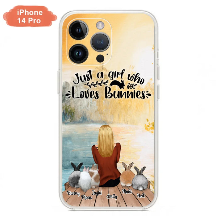 Custom Personalized Rabbit Mom Phone Case - Gifts For Rabbit Lovers With Upto 5 Rabbits - Just A Gril Who Loves Bunnies