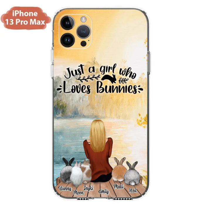 Custom Personalized Rabbit Mom Phone Case - Gifts For Rabbit Lovers With Upto 5 Rabbits - Just A Gril Who Loves Bunnies