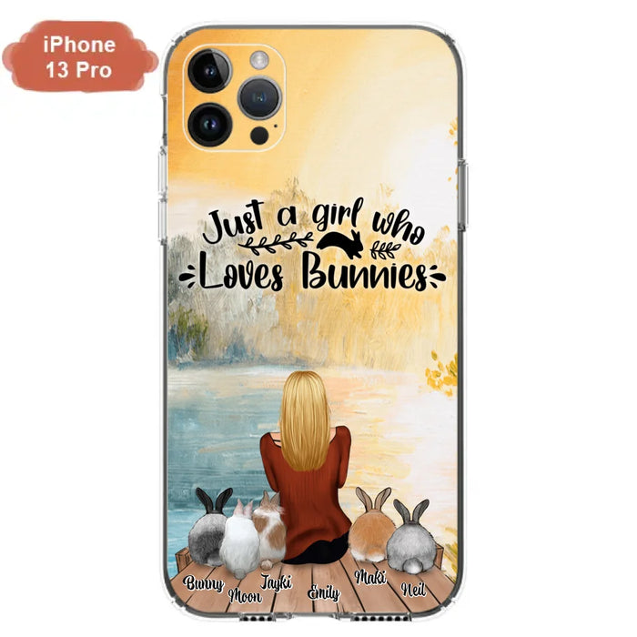 Custom Personalized Rabbit Mom Phone Case - Gifts For Rabbit Lovers With Upto 5 Rabbits - Just A Gril Who Loves Bunnies