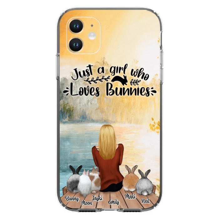 Custom Personalized Rabbit Mom Phone Case - Gifts For Rabbit Lovers With Upto 5 Rabbits - Just A Gril Who Loves Bunnies