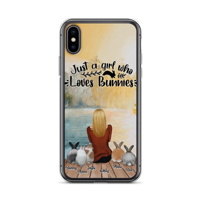 Custom Personalized Rabbit Mom Phone Case - Gifts For Rabbit Lovers With Upto 5 Rabbits - Just A Gril Who Loves Bunnies