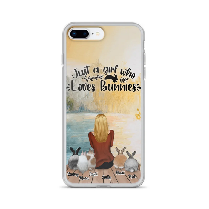 Custom Personalized Rabbit Mom Phone Case - Gifts For Rabbit Lovers With Upto 5 Rabbits - Just A Gril Who Loves Bunnies