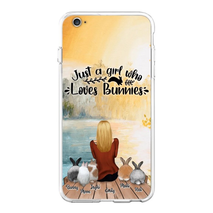 Custom Personalized Rabbit Mom Phone Case - Gifts For Rabbit Lovers With Upto 5 Rabbits - Just A Gril Who Loves Bunnies