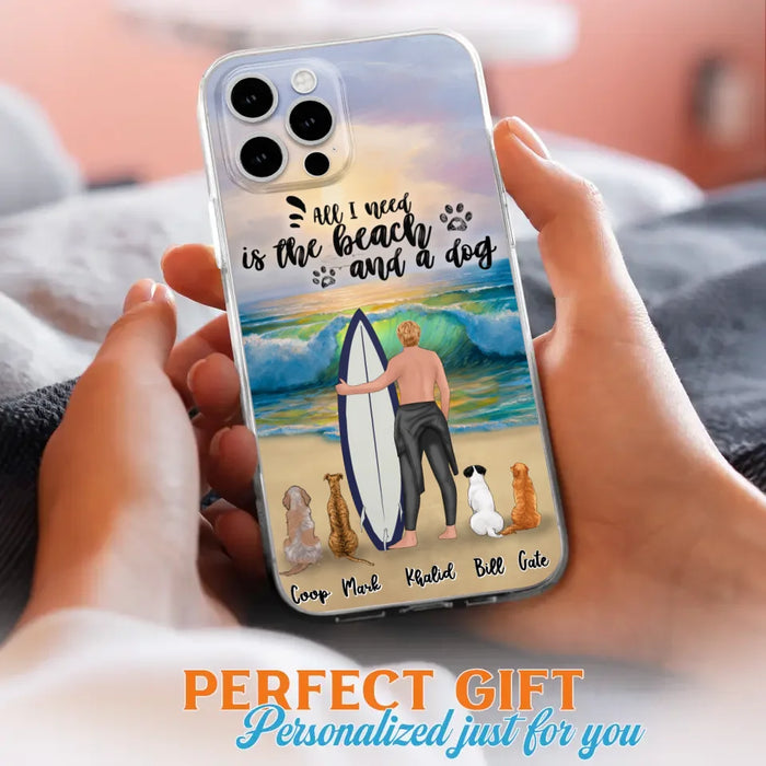 Custom Personalized Surfing Phone Case - Woman/Man With Upto 4 Pets  - Phone Case For iPhone and Samsung - To the Ocean I go - CCS180