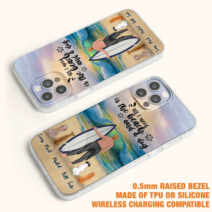 Custom Personalized Surfing Phone Case - Woman/Man With Upto 4 Pets  - Phone Case For iPhone and Samsung - To the Ocean I go - CCS180