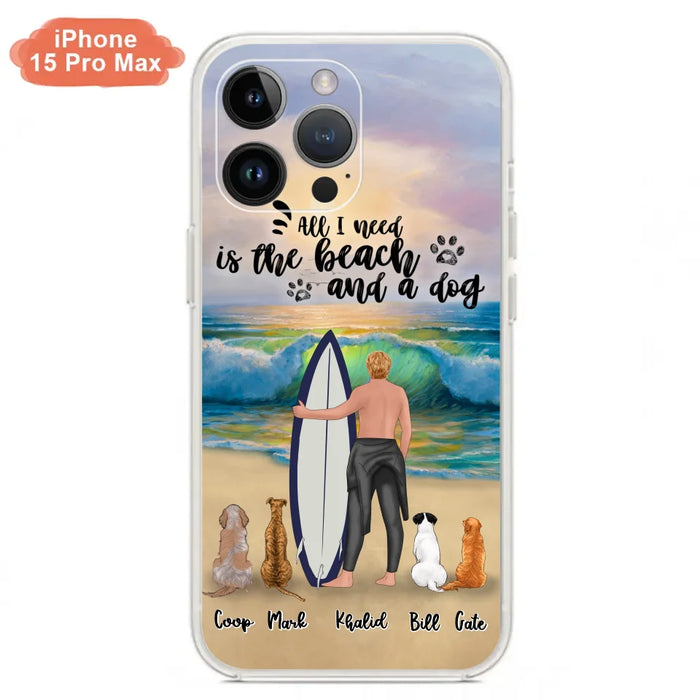 Custom Personalized Surfing Phone Case - Woman/Man With Upto 4 Pets  - Phone Case For iPhone and Samsung - To the Ocean I go - CCS180