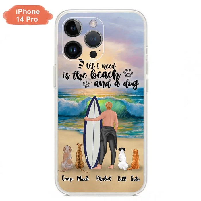 Custom Personalized Surfing Phone Case - Woman/Man With Upto 4 Pets  - Phone Case For iPhone and Samsung - To the Ocean I go - CCS180