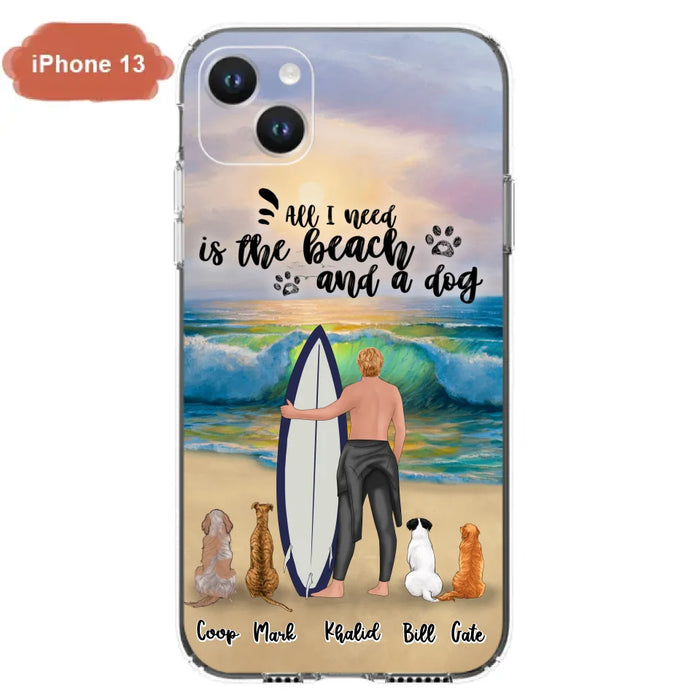 Custom Personalized Surfing Phone Case - Woman/Man With Upto 4 Pets  - Phone Case For iPhone and Samsung - To the Ocean I go - CCS180