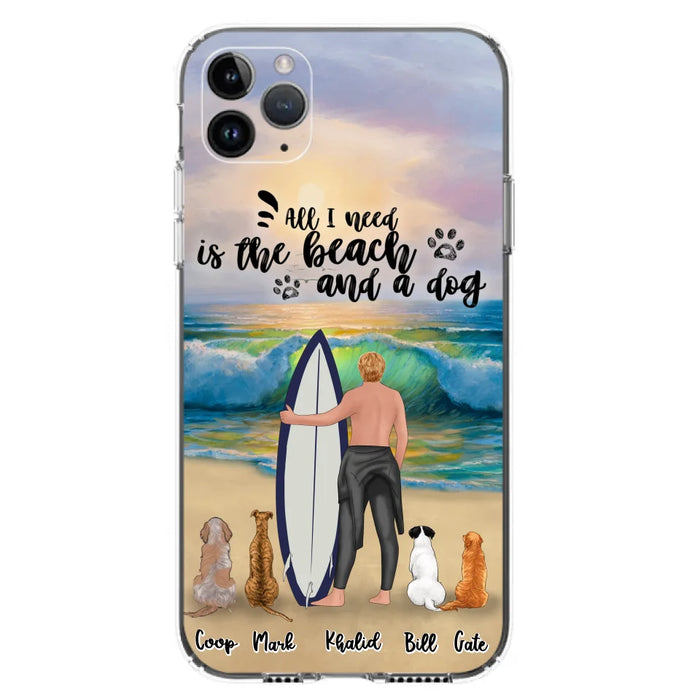 Custom Personalized Surfing Phone Case - Woman/Man With Upto 4 Pets  - Phone Case For iPhone and Samsung - To the Ocean I go - CCS180