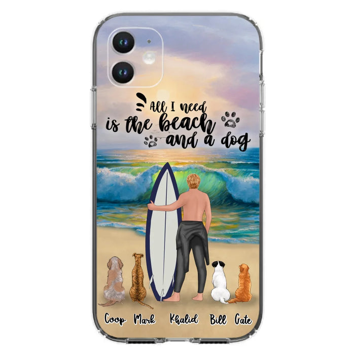 Custom Personalized Surfing Phone Case - Woman/Man With Upto 4 Pets  - Phone Case For iPhone and Samsung - To the Ocean I go - CCS180