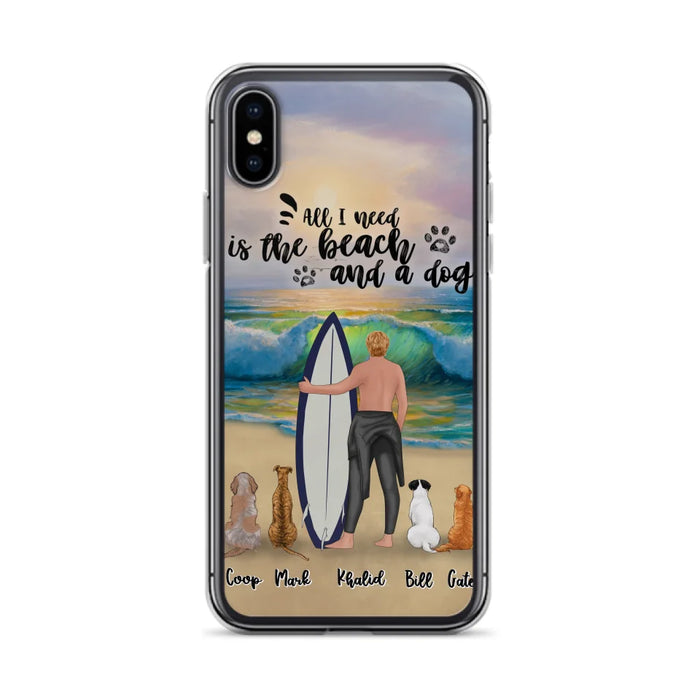 Custom Personalized Surfing Phone Case - Woman/Man With Upto 4 Pets  - Phone Case For iPhone and Samsung - To the Ocean I go - CCS180