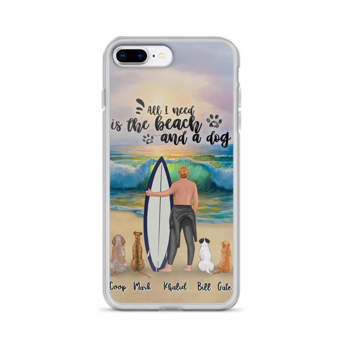 Custom Personalized Surfing Phone Case - Woman/Man With Upto 4 Pets  - Phone Case For iPhone and Samsung - To the Ocean I go - CCS180