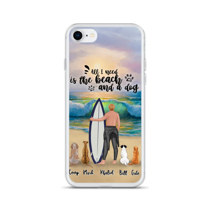 Custom Personalized Surfing Phone Case - Woman/Man With Upto 4 Pets  - Phone Case For iPhone and Samsung - To the Ocean I go - CCS180