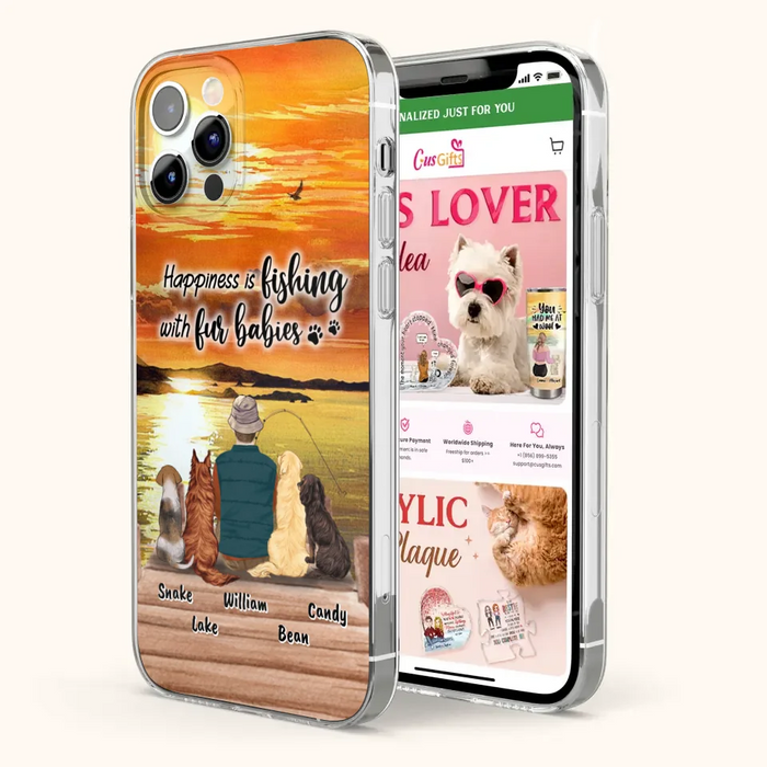 Custom Personalized Fishing Man/Woman Phone Case - Upto 4 Pets - Phone Case For iPhone and Samsung - 4TC88X