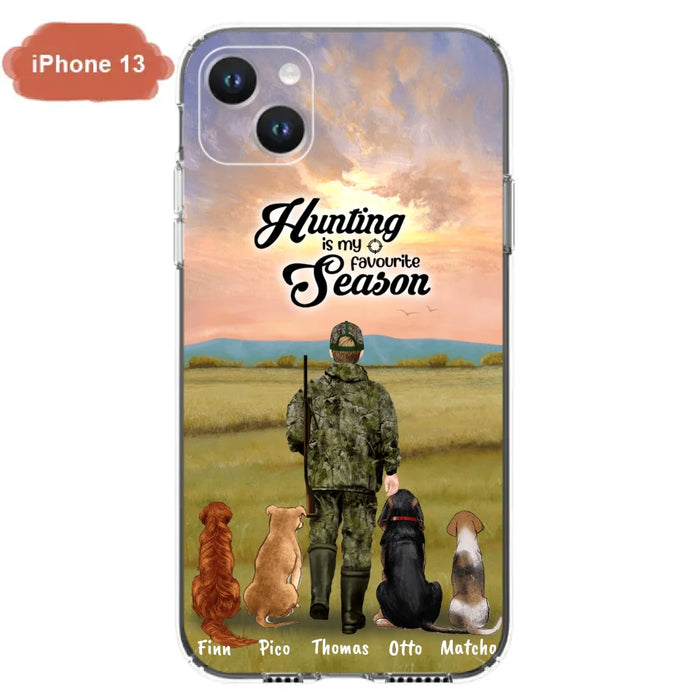 Custom Personalized Hunting Phone Case - Man/Woman With Upto 4 Dogs - Phone Case For iPhone And Samsung - 4168OK