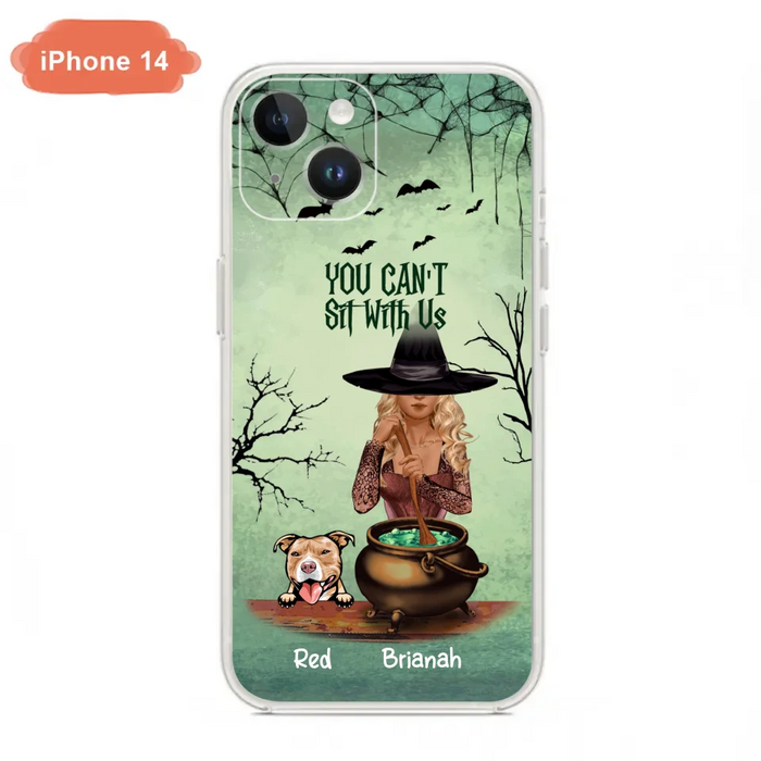 Custom Personalized Dog And Witch Phone Case - Upto 4 Dogs - You Can't Sit With Us -  Phone Case For iPhone and Samsung