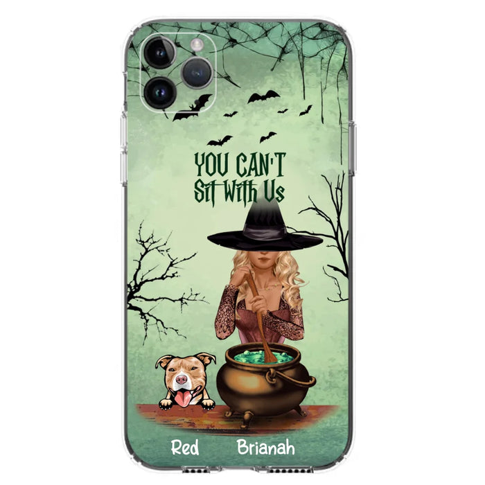 Custom Personalized Dog And Witch Phone Case - Upto 4 Dogs - You Can't Sit With Us -  Phone Case For iPhone and Samsung