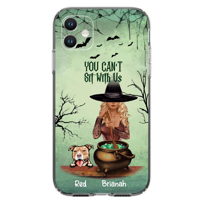 Custom Personalized Dog And Witch Phone Case - Upto 4 Dogs - You Can't Sit With Us -  Phone Case For iPhone and Samsung