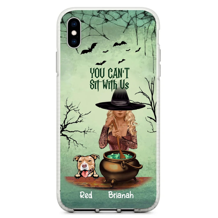 Custom Personalized Dog And Witch Phone Case - Upto 4 Dogs - You Can't Sit With Us -  Phone Case For iPhone and Samsung