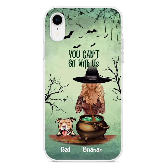 Custom Personalized Dog And Witch Phone Case - Upto 4 Dogs - You Can't Sit With Us -  Phone Case For iPhone and Samsung