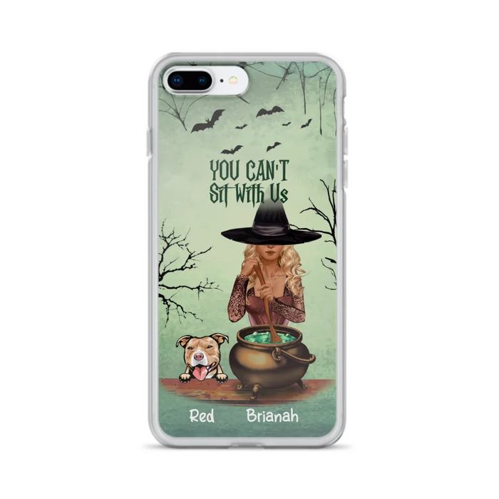 Custom Personalized Dog And Witch Phone Case - Upto 4 Dogs - You Can't Sit With Us -  Phone Case For iPhone and Samsung