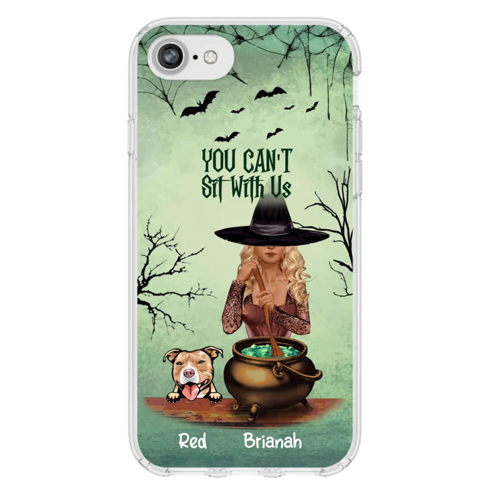 Custom Personalized Dog And Witch Phone Case - Upto 4 Dogs - You Can't Sit With Us -  Phone Case For iPhone and Samsung