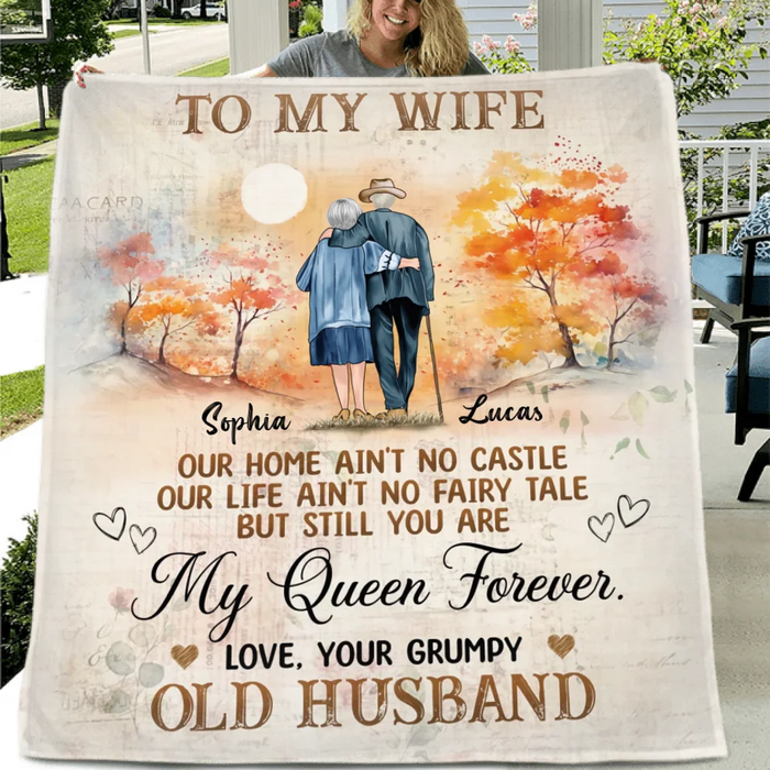 Custom Personalized Old Couple Quilt/ Fleece Throw Blanket - Gift Idea For Wife From Husband - Still You Are My Queen Forever