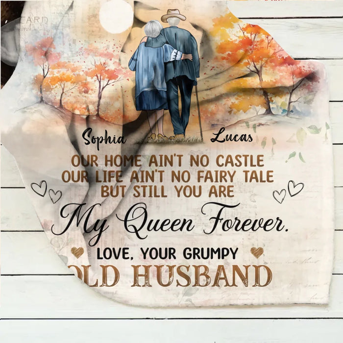 Custom Personalized Old Couple Quilt/ Fleece Throw Blanket - Gift Idea For Wife From Husband - Still You Are My Queen Forever