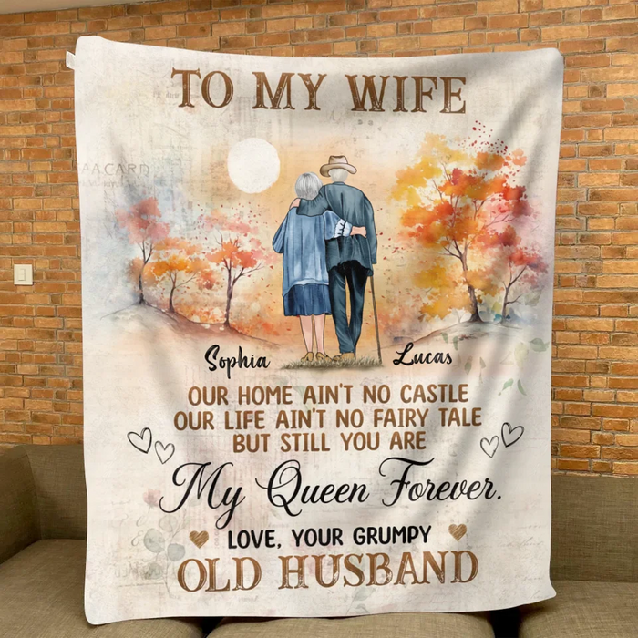 Custom Personalized Old Couple Quilt/ Fleece Throw Blanket - Gift Idea For Wife From Husband - Still You Are My Queen Forever