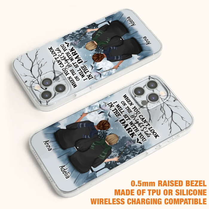 Custom Personalized Friends Witches Phone Case - Upto 4 Witches - Halloween Gift Idea For Friends/Sisters - When You Can't Look On The Bright Side I Will Sit With You In The Dark - Case for iPhone/Samsung