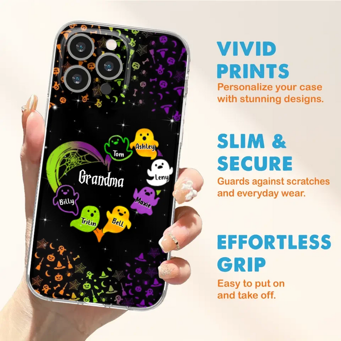 Custom Personalized Grandma and Grandkids Ghost iPhone/Samsung Case - Halloween gift for Grandma - Up to 7 Grandkids