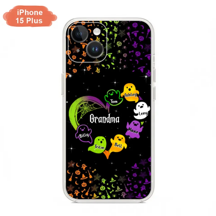 Custom Personalized Grandma and Grandkids Ghost iPhone/Samsung Case - Halloween gift for Grandma - Up to 7 Grandkids